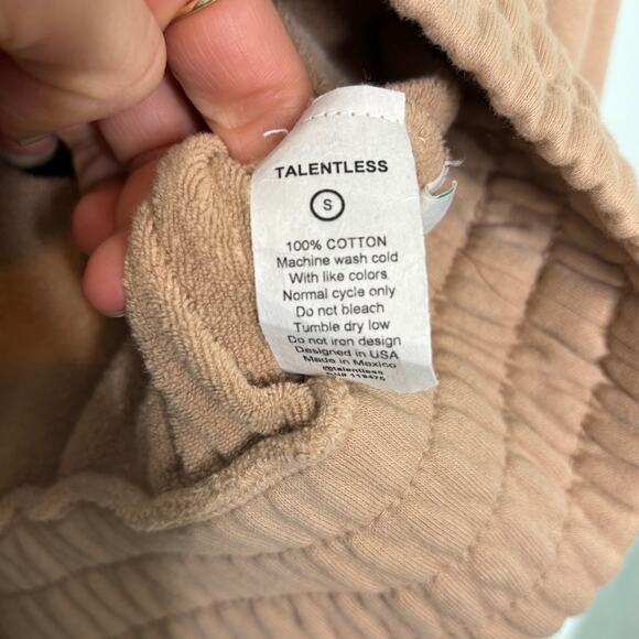 Talentless Cropped Boxing Hoodie Tan Hooded Sweatshirt S - Picture 6 of 8